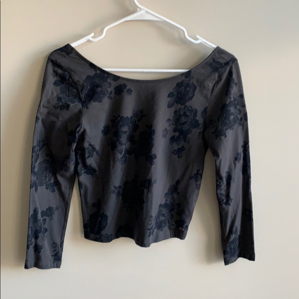Gray and Black Floral Top